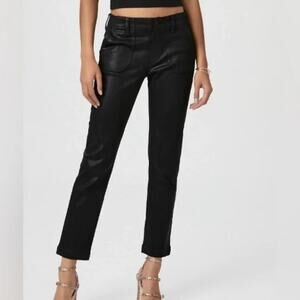 PAIGE Mayslie Black Coated Jean NEW $259 Straight Ankle Size 26